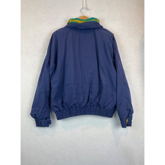 90s Oceanside Windbreaker Jacket Nautical Blue Striped Lining Hooded - Picture 3 of 13